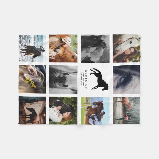 馬写モダン真コラージュエクエストリアンキープサケ フリースブランケット (正面(横))