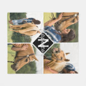 馬写真モノグラムウマ科の馬好き フリースブランケット (正面(横))