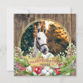 馬写真木枠金ゴールドクリスマス シーズンカード (正面)