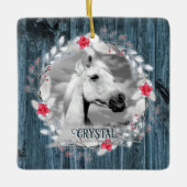 馬写真青木枠シルバー セラミックオーナメント (正面)