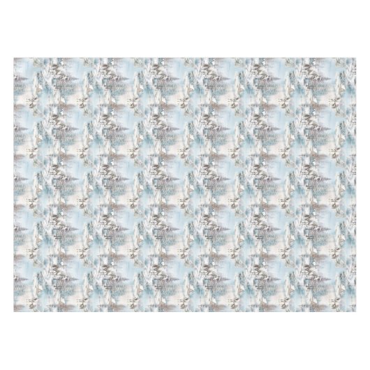 馬冬の模様の雪の多い森の風景 テーブルクロス (正面(横))