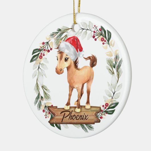 馬初めてのクリスマス馬好きセラミックオーナメント セラミックオーナメント (左)