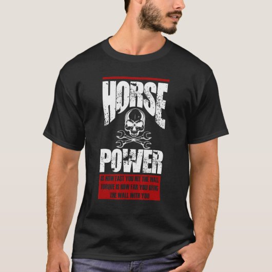馬力とは壁にぶつかる速さ ディーゼル車 Tシャツ (正面)