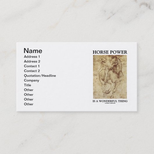 馬力はですすばらしい事(Da Vinciの馬) 名刺 (正面)