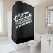 馬力は私の愛する言語の男性の車のユーモアである シャワーカーテン (インサイチュ)