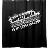 馬力は私の愛する言語の男性の車のユーモアである シャワーカーテン (正面)