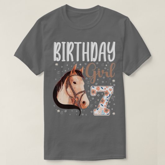 馬動物愛好家7th誕生日ガールB日7年 Tシャツ (デザイン正面)