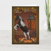 馬及びカボチャが付いている感謝祭カード シーズンカード (正面)