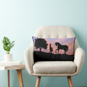 馬及び未婚のシルエットの枕 ランバークッション (椅子)