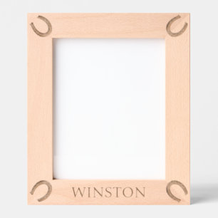 馬名パーソナライズされた馬蹄形 レーザー彫刻フレーム