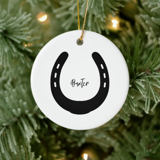 馬名PHOTO馬蹄形記念ペット セラミックオーナメント (ツリー)