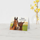 馬周年記念カード | ロマンチックウマ科のなカップル カード (黄色い花)