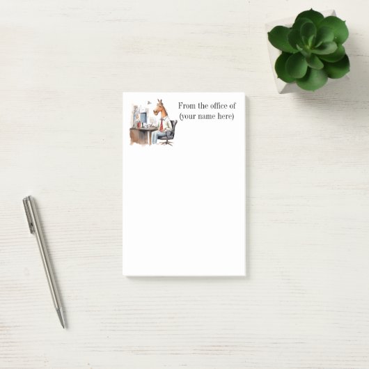 「馬商売の事務所から」というメモを投稿する ポストイット (オフィス)