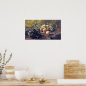 馬喰禅 – 青いブドウと桃 ポスター (キッチン)