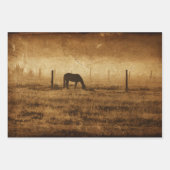 馬国のヴィンテージ素朴テクスチャの切り離し ラッピングペーパーシート (正面)