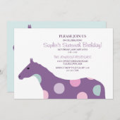 馬型カラフル第16誕生日 招待状 (正面/裏面)