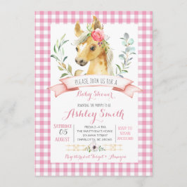 馬場赤ちゃんシャワー誘いピンクガール 招待状