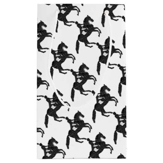 馬場馬術のギフト袋のモザイク馬およびライダー スモールペーパーバッグ (裏面)