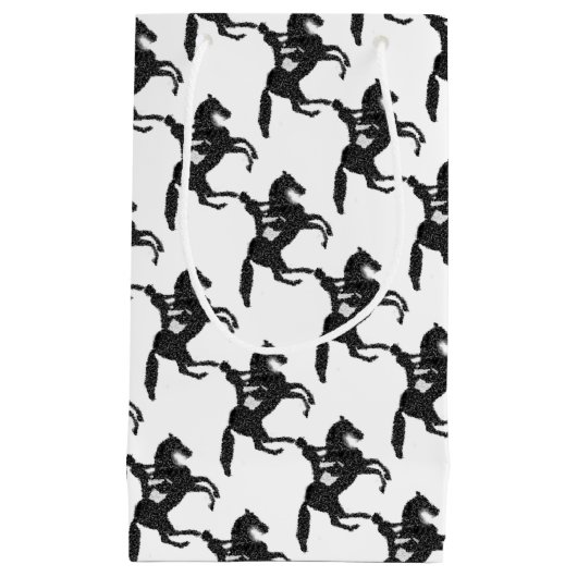 馬場馬術のギフト袋のモザイク馬およびライダー スモールペーパーバッグ (正面)