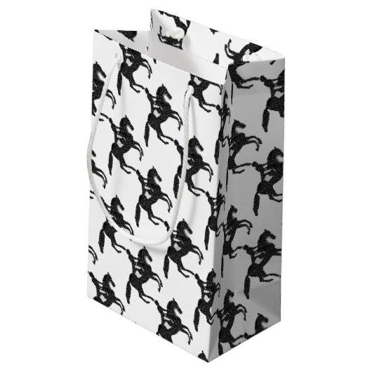 馬場馬術のギフト袋のモザイク馬およびライダー スモールペーパーバッグ (裏面アングル)