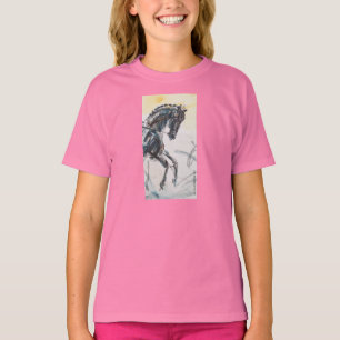 馬場馬術の水彩画のTシャツ Tシャツ