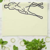 馬場馬術の馬およびライダー-線画の半分のパス キッチンタオル (折り畳み)