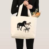 馬場馬術の馬のトリオ ラージトートバッグ (正面(商品))