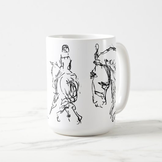 馬場馬術の馬のマグの黒 コーヒーマグカップ (正面右)