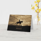 馬場馬術の馬の悔やみや弔慰カード、名前をカスタムする カード (黄色い花)