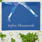 馬場馬術の馬-家事の前のHorsework キッチンタオル (折り畳み)