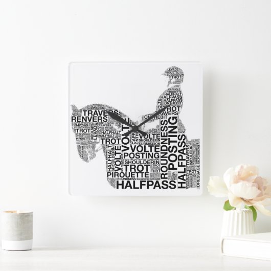 馬場馬術は柱時計を名づけます スクエア壁時計 (ホーム)