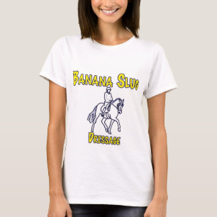 馬場馬術白のバナナのスラグ Tシャツ