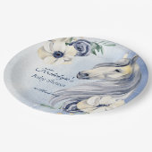 馬女性のカーボーイベビーシャワーフローラ パーソナライズされた ペーパープレート (アングル)