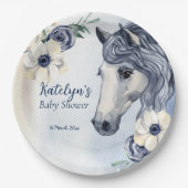 馬女性のカーボーイ牧場ベビーシャワー食器 ペーパープレート (正面)