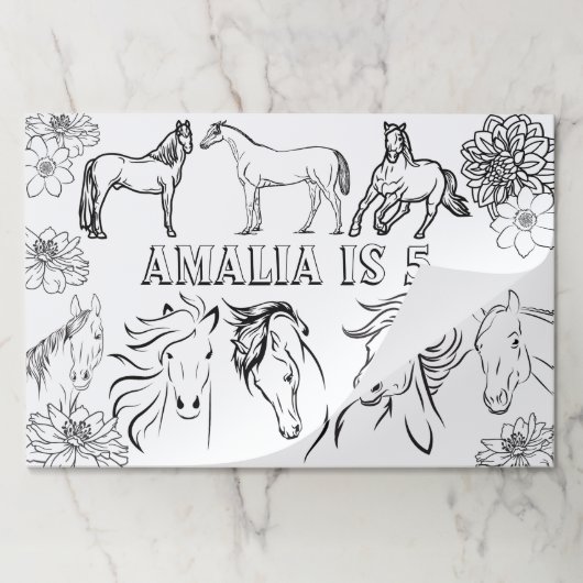 馬女性のカーボーイ誕生日DIYアクティビティプレイスマット ペーパーパッド (折り畳み)