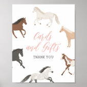 馬女性のカーボーイ馬術誕生日カードとギフト ポスター (正面)