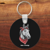 馬好きおもしろいレッドバンダナガールズガールズキュート キーホルダー (正面)