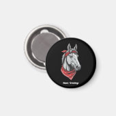 馬好きおもしろいレッドバンダナガールズガールズキュート マグネット (正面/裏面)