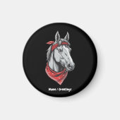 馬好きおもしろいレッドバンダナガールズガールズキュート マグネット (正面)