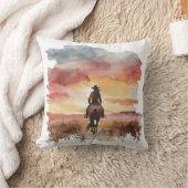 馬好きが日没枕に乗り込む。 クッション (ブランケット)