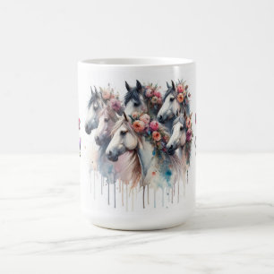 馬好きなママのための馬のイラスト入りマグカップ コーヒーマグカップ