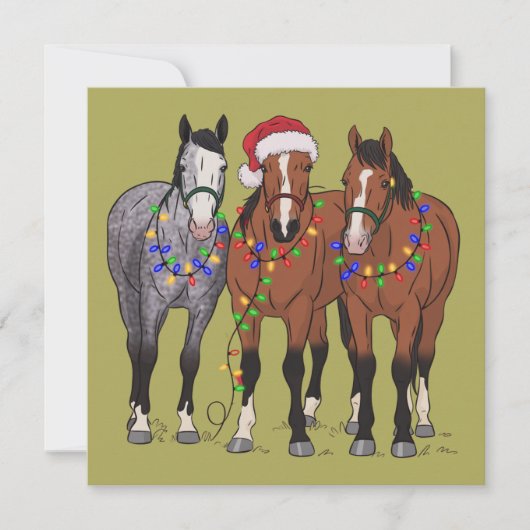 馬好きな人のためのクリスマス 動物農場 動物愛好家 シーズンカード (正面)