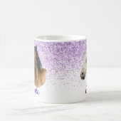 馬好きな人のためのモノグラム名前 グリッター 紫 コーヒーマグカップ (中央)