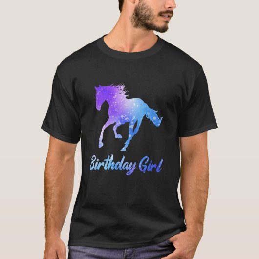 馬好きな女の子のための可愛い馬の誕生日ギフト Tシャツ (正面)