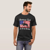 馬好きな女の子 アメリカ国旗 11 Tシャツ (正面フル)
