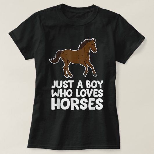 馬好きな少年 馬が大好きな少年 Tシャツ (デザイン正面)