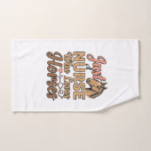 馬好きな看護師のビンテージ風イラストTシャツデザイン ハンドタオル (ハンドタオル)