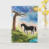 馬好きのためのバースデー・カード カード (黄色い花)