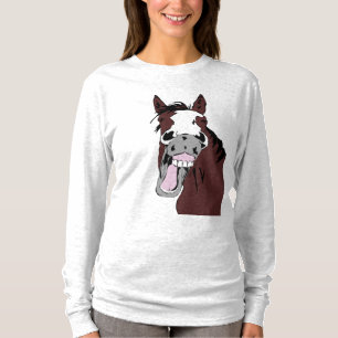 馬好きのための笑う馬頭部のユーモア Tシャツ
