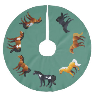 馬好きのクリスマスツリーのスカート ブラッシュドポリエステルツリースカート